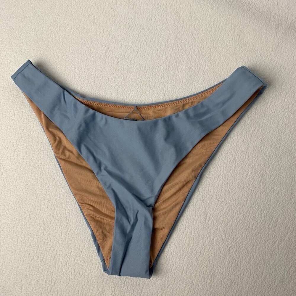 J. Crew Womens Bikini Bottom Medium Baby Blue Curved High Waist Cheeky Swim NWT